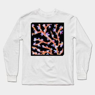 Orange Gorgonian Coral Pattern in Acrylic Long Sleeve T-Shirt